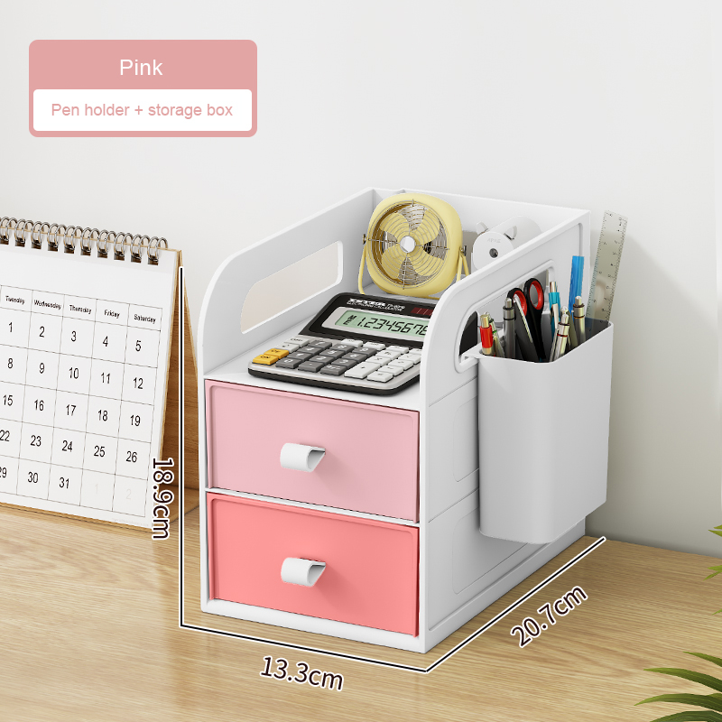 HCKG Bookshelf Folder Storage Box on The Desk Simple File Rack Pen Holder Book Stand Office Organize Desktop Rack Desk Organizer: pink