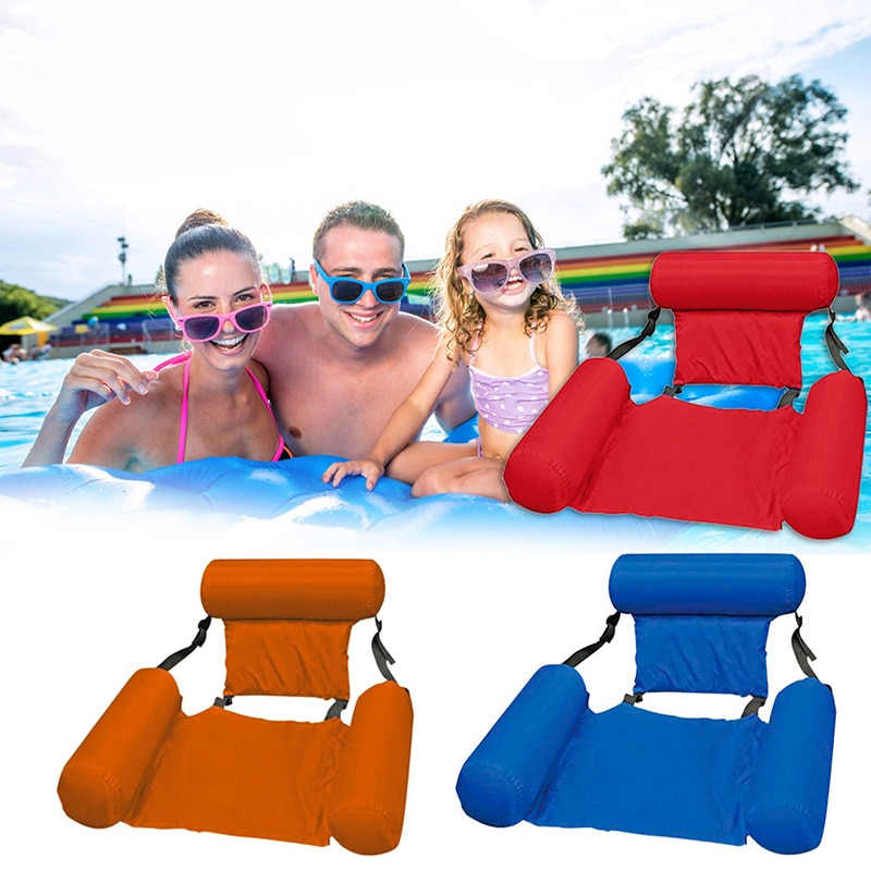 Hamaca de agua para piscina, colchoneta inflable reclinable, silla de cama flotante, colchón de aire plegable para natación de verano, cojín para dormir