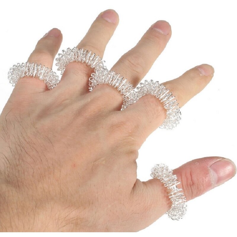 5 Stks/set Rvs Vinger Massage Ring Acupunctuur Ring Therapie Ontspannen Hand Bloedsomloop Pijnbestrijding Gezondheidszorg