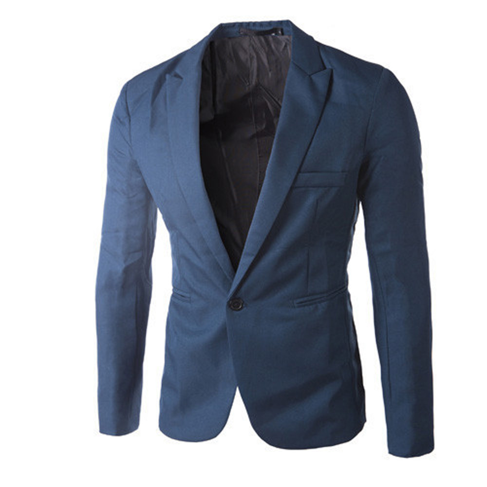 solid Men Blazer Casual Suits Slim Fit suit jacket Men Sping Costume Homme,Terno Masculin Blazer jacket d90509: dark blue / M