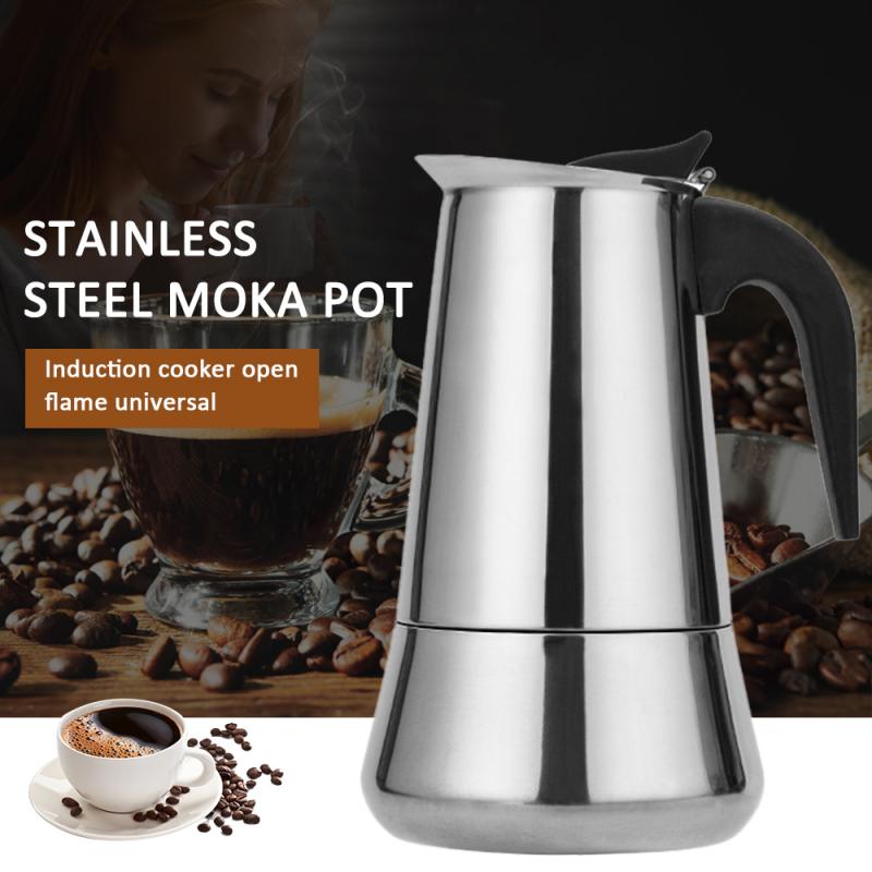 Stainless Steel Moka Pot European Coffee Pot Electric Coffee Pot Induction Cooker Open Flame Universal Household Products