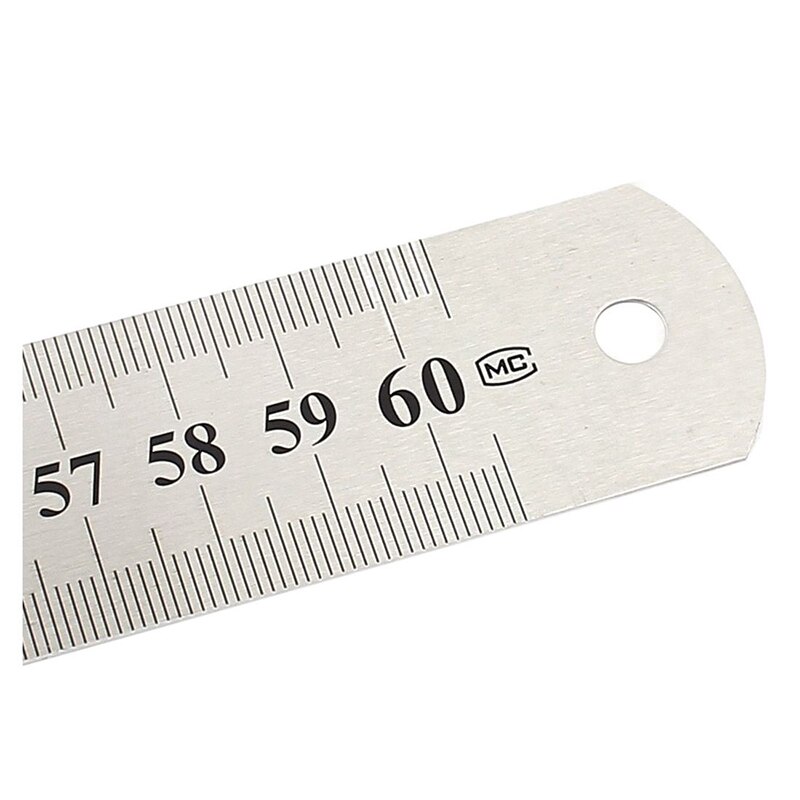 50cm 60cm 20/24inch Groove Right Stainless Steel Metric Straight Ruler Double Sided Measuring Tool Drawing Drafting Sewing Foot