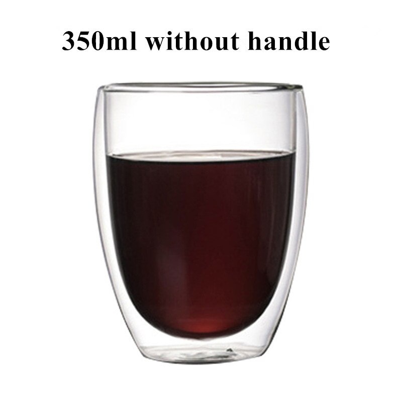 80/250/350/450ml hittebestendige Double Wall Cup Bier Koffie Cups Handgemaakte Gezonde drinken Mok Thee Mokken Transparante Drinkware: No handle 350ml