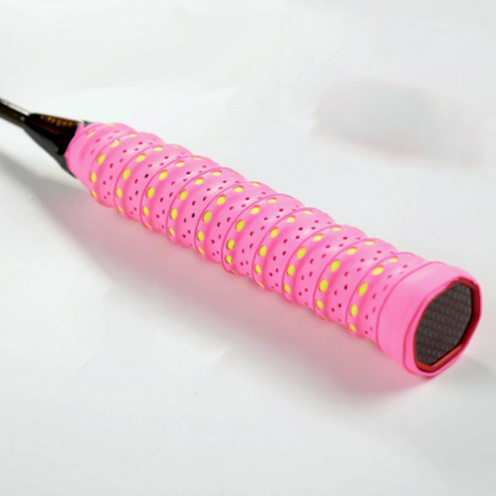 11 farver anti slip ketcher over greb roll tennis badminton squash håndtag tape badminton ketcher svedbånd: Mørk lyserød