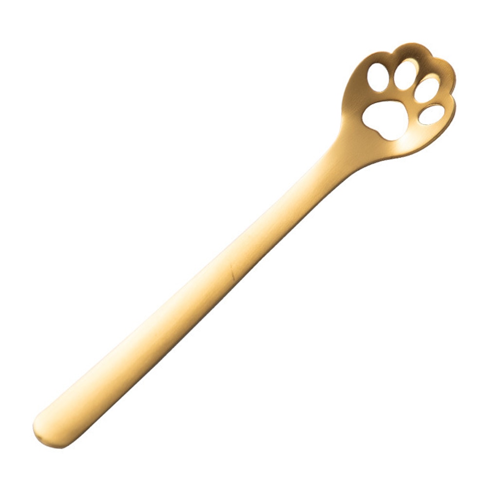 Rvs Gold Hond Kat Paw Claw Hollow Lepel Roeren Lepel Thee Koffie Dessert Lepels Leuke Keuken Gereedschap: GoldenHollow