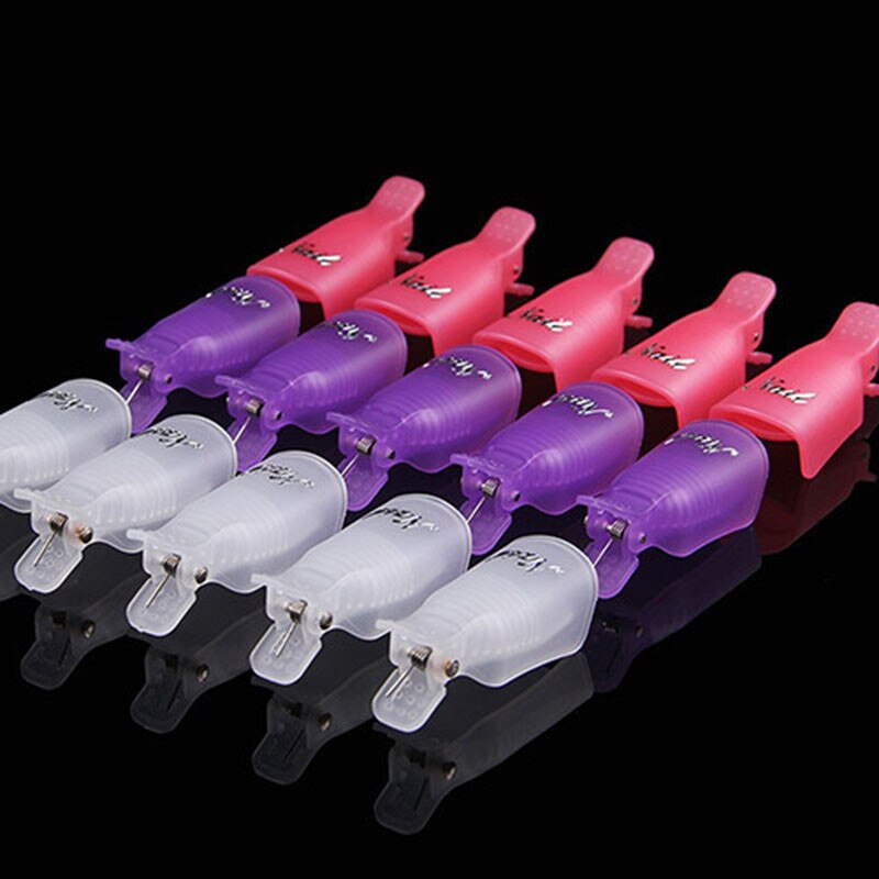 10PCS a Set Durable Reusable Plastic Nail Polish Remover Lacquer Tool Soak Off Wrap Nail Cleaner Clip Cap Remover Gel
