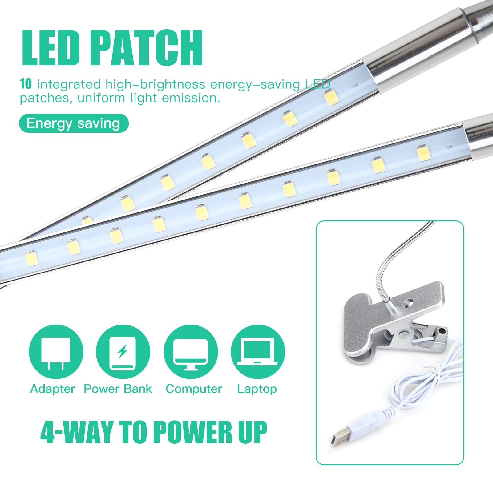 Portable USB LED Mini Book Light Reading Light Table Lamp Flexible 10leds USB Lamp for Power Bank Laptop Notebook PC Computer