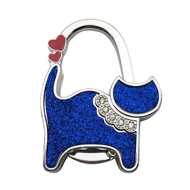 Bolsa monedero plegable Unisex para gatos, con diamantes de imitación, gancho para colgar, Seguro: 0005