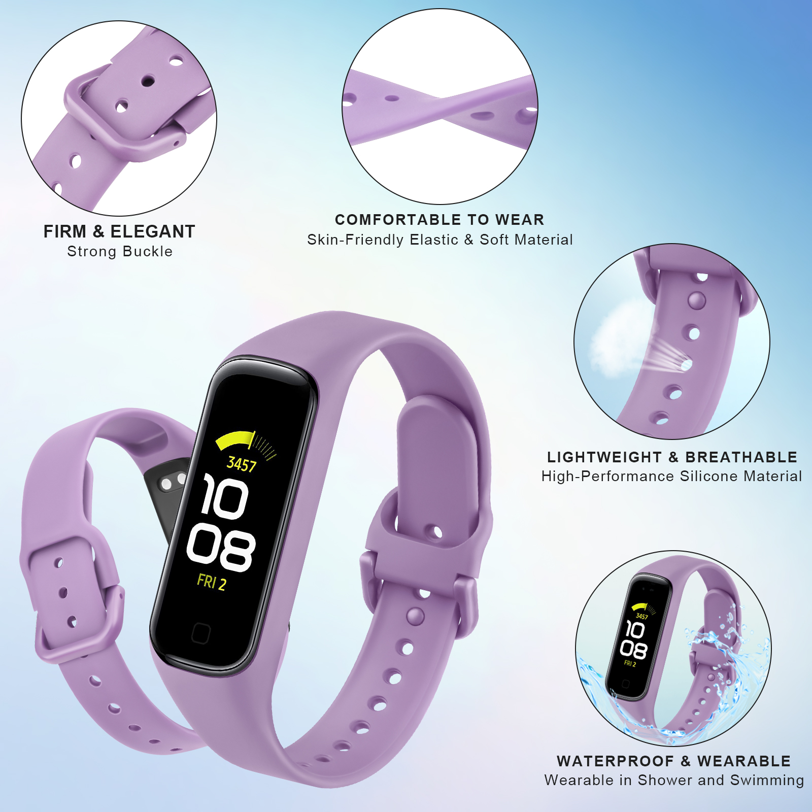 Miękki silikonowy pasek do Samsung Galaxy Fit 2 Wymiana bransoletki z paskiem do Samsung Galaxy Fit 2 Pasek do zegarka Opaska na nadgarstek