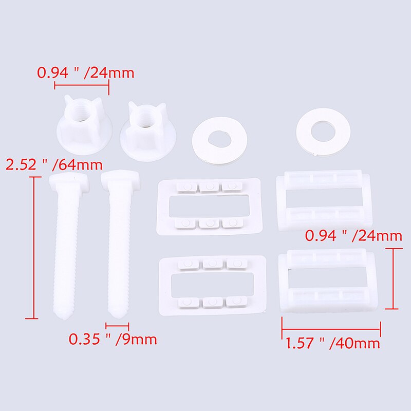 White Plastic Toilet Seat Hinge Bolts Screw Fixing Fitting Toilet Seats Parts Hinge Blind Hole Nut Screws Bathroom Accessories