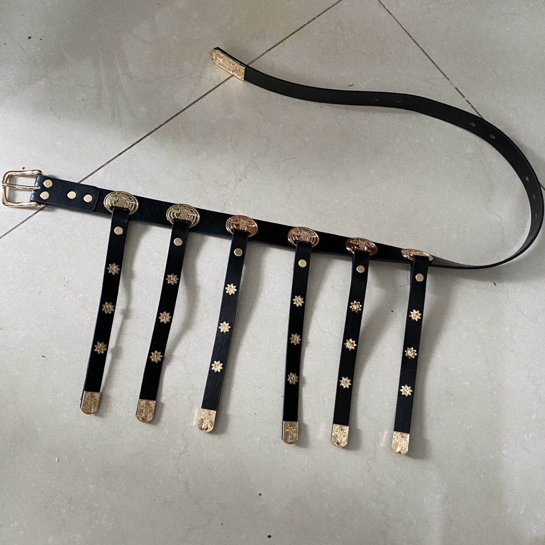 2022 chinese men&#39;s hanfu belt leather belt men&#39;s chinese rivet buckle punk belt men&#39;s rock style cowboy metal belt waistband: color2