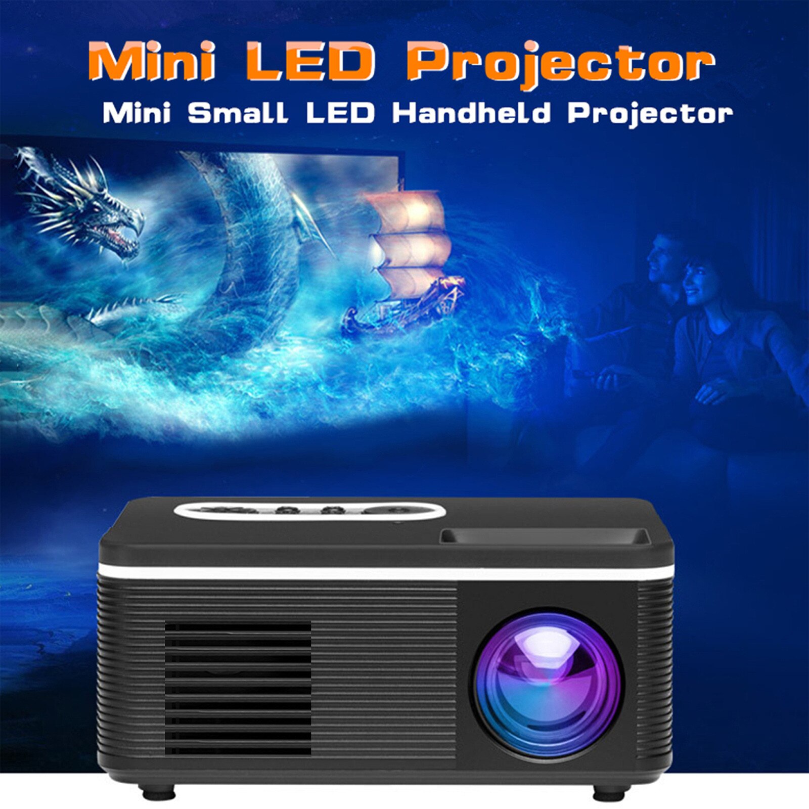 30000 hrs 1080P HD LED Portable Projector 320x240 Resolution Multimedia Home Cinema Movie Beamer Video Theater US Standard
