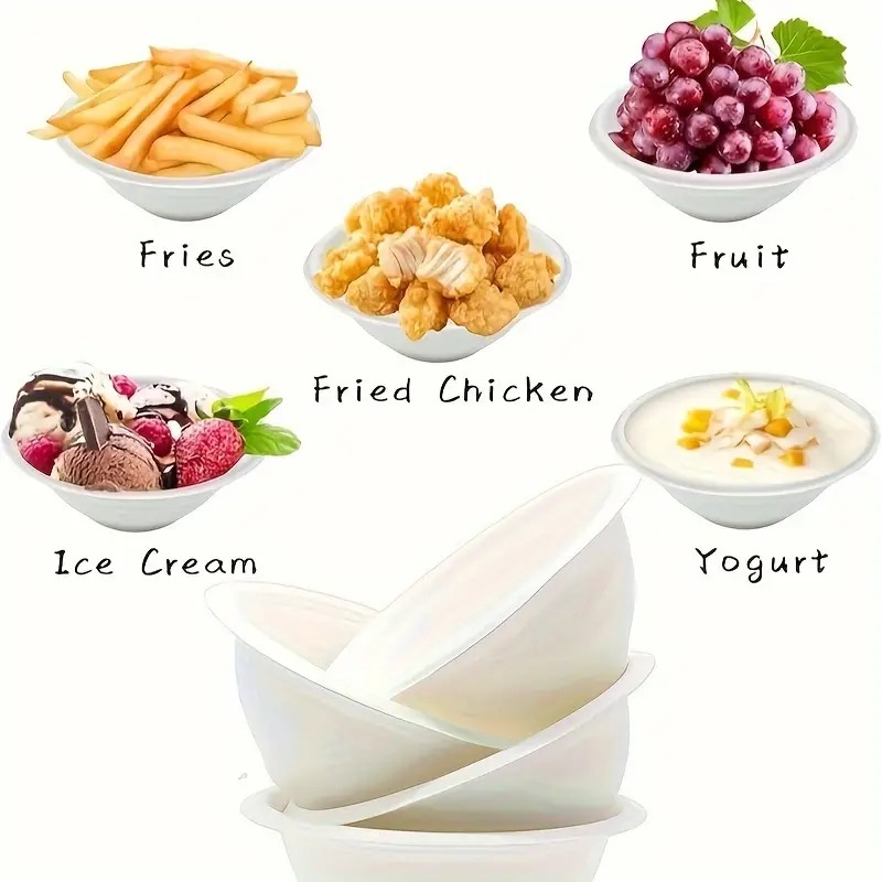 Disposable Paper Bowls Biodegradable Paper Bowls Family Party Picnic Soup Fruit Appetizers Desserts Household Food Containers