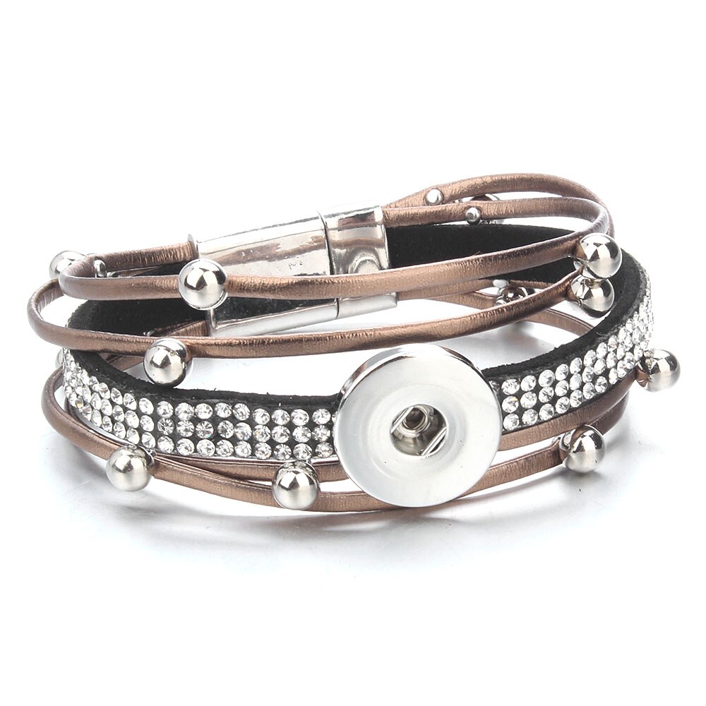 Bracelet en cuir fait à la main, boutons pression de 18mm, Punk, DIY, fabrication de bijoux: 33