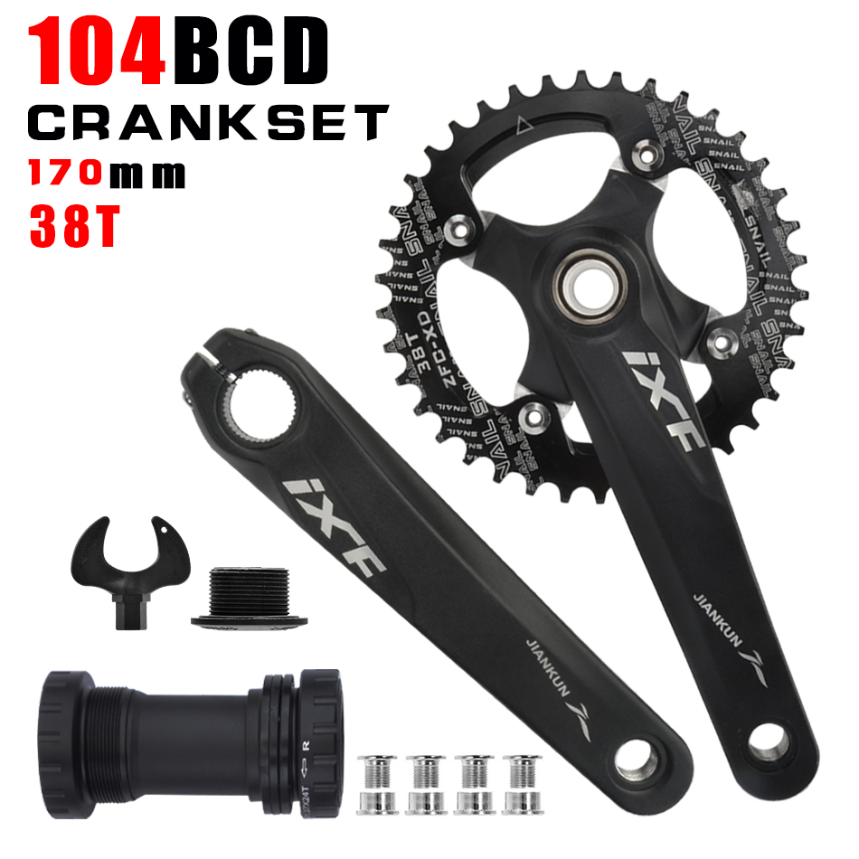 IXF MTB bike crankset bicycle hollow integrated crank modified single disc 104BCD 32 34 36 38 40 42T crankset bottom bracke: PURPLE