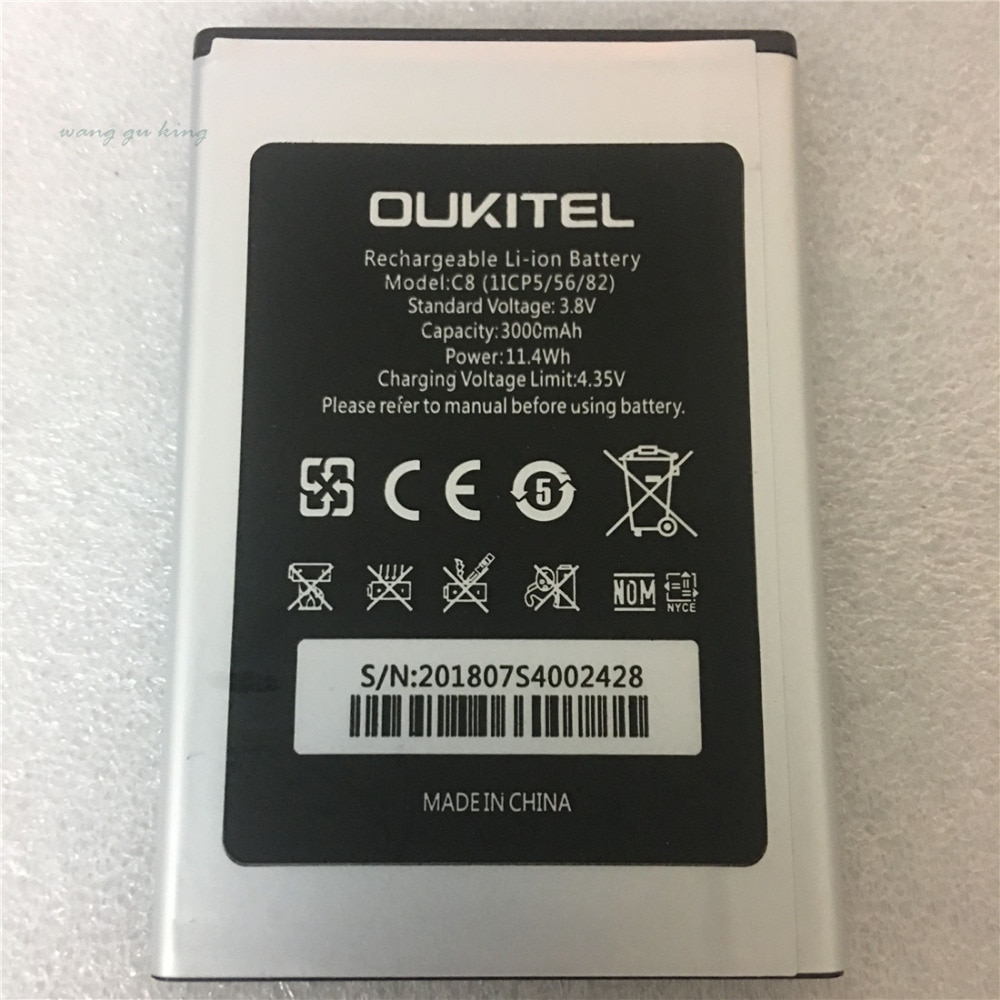 100% Originele 5.5Inch Oukitel C8 Batterij Echte 3000Mah Backup Batterij Vervanging Voor Oukitel C8 Mobiele Telefoon