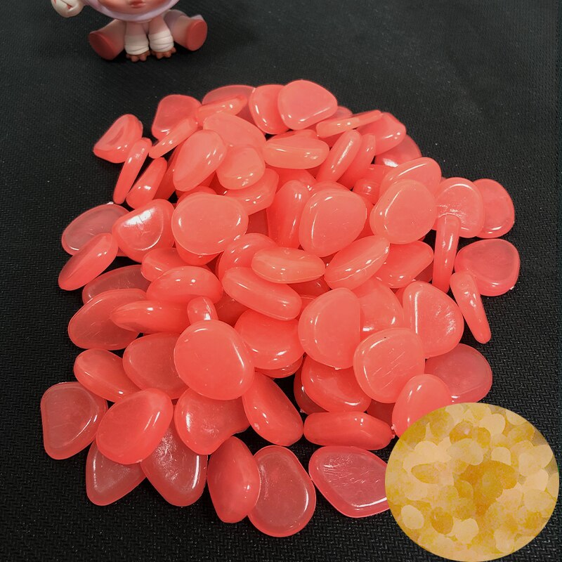 100/200 Stuks Tuin Decoratie Lichtgevende Steen Gloeit In Dark Decoratieve Steentjes Outdoor Aquarium Decoratie Pebble Aquarium: 100pcs / Orange