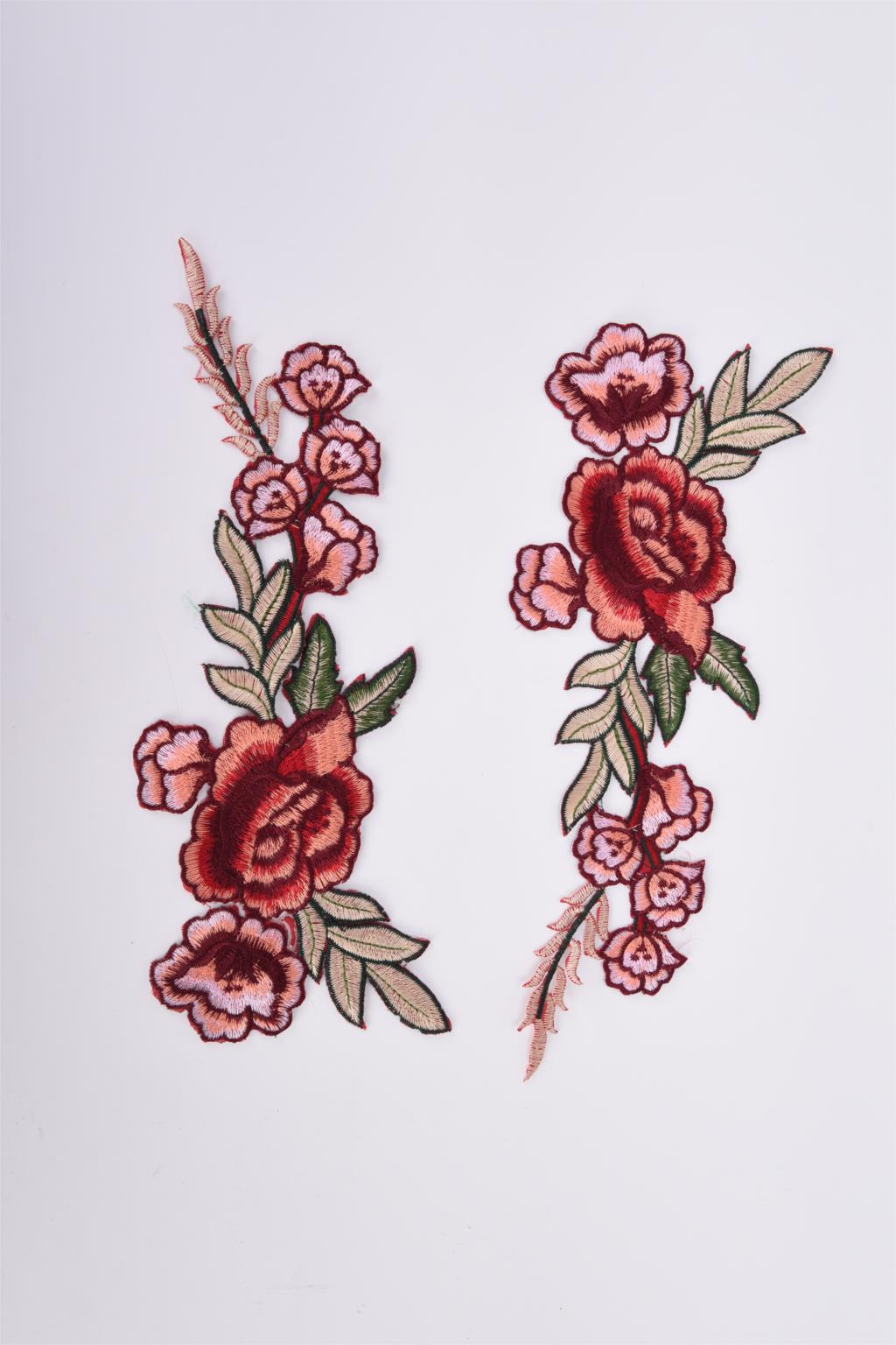 2pcs Rose Flower Applique Floral Sew Iron On Patch Grandado 4568