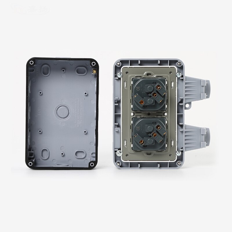 European Plug Household Bathroom Waterproof and Dustproof Socket Embedded Junction Box French Power Adapter