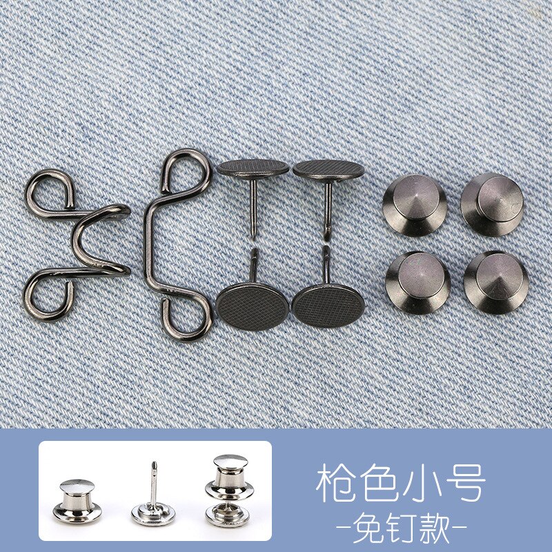 Draai Taille Artefact Pin Accessoires Nail-Gratis Broche Jeans Jas Broek Taille Aanpassing Pin Afneembare Universele Vaste Knop: gun color-S