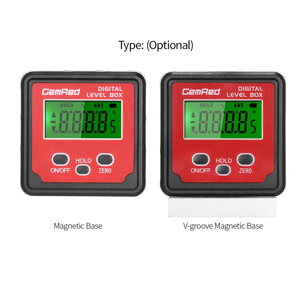GemRed Level Box Angle Gauge Level Electronic Goniometer Digital Angle Finder Inclinometer Level Gauge Magnetic Base