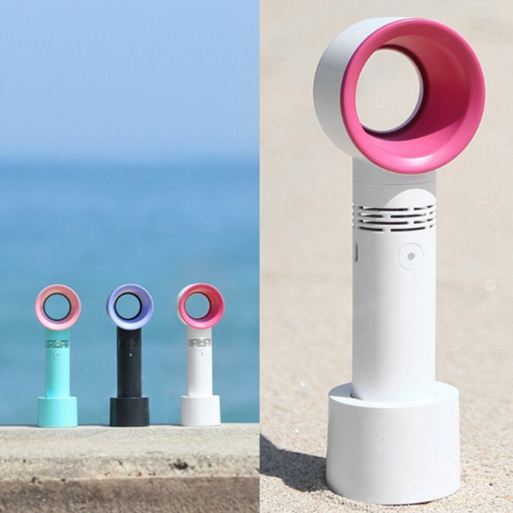 Nul 9 Usb Oplaadbare Draagbare Bladeless Fan Handheld Mini Koeler Geen Blad Handy Fan Met 3 Ventilator Snelheid Niveau Led indicator