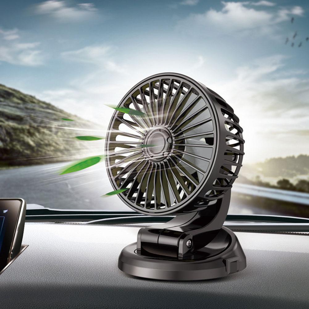 Wentylator samochodowy 12/24V przenośny mini wentylator samochodowy 360 stopni wszechstronny mały automatyczny podwójna głowica chłodzenia ambona Usb wentylatory wentylator regulowany Q A7S8