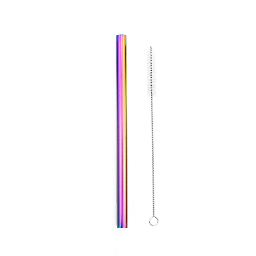Tubuli Metall Stroh Rosa Edelstahl Stroh Wiederverwendbare Trinkhalme 12mm Smoothies Tapioka Perlen Abgeschrägte Bar Party 1Pc: Rainbow