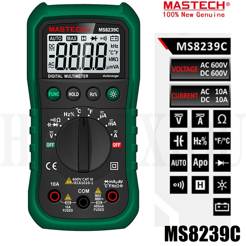 Mastech MS8239C Handheld Auto Range Digitale Multimeter Ac Dc Spanning Stroom Capaciteit Weerstand Frequentie Temperatuur Tester