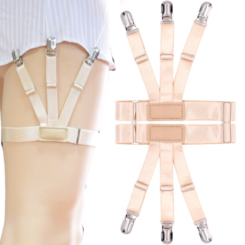 Shirt Stays Holder Gentleman Leg Suspenders Braces Skin color Elastic Uniform Business strap Shirt Garters 1pair MR1136