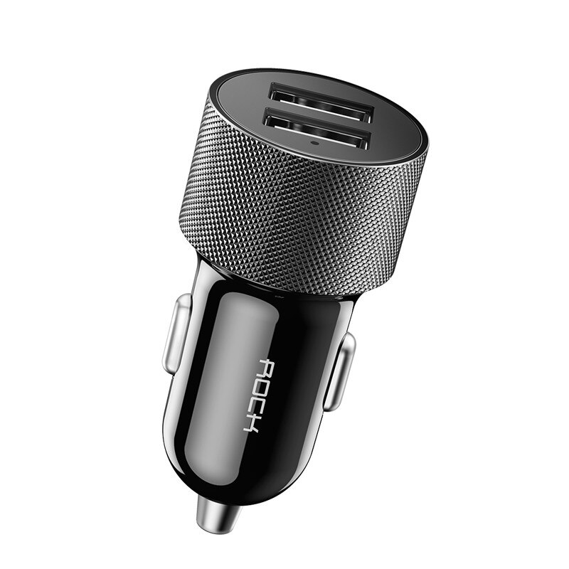 ROCK 5V 2.4A Mini Dual USB Auto Ladegerät Schnelle Lade Metall Auto-Ladegerät Auto-Lade 2 Port 12W für iPhone XS MAX X 8 7 6 Samsung: Default Title