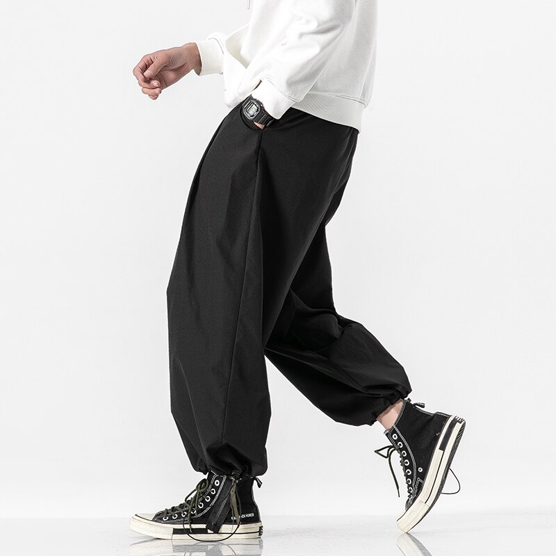 Lente herfst broek heren hiphop harem broek casual losse broek elastische taille joggingbroeken enkellange broek m -5xl