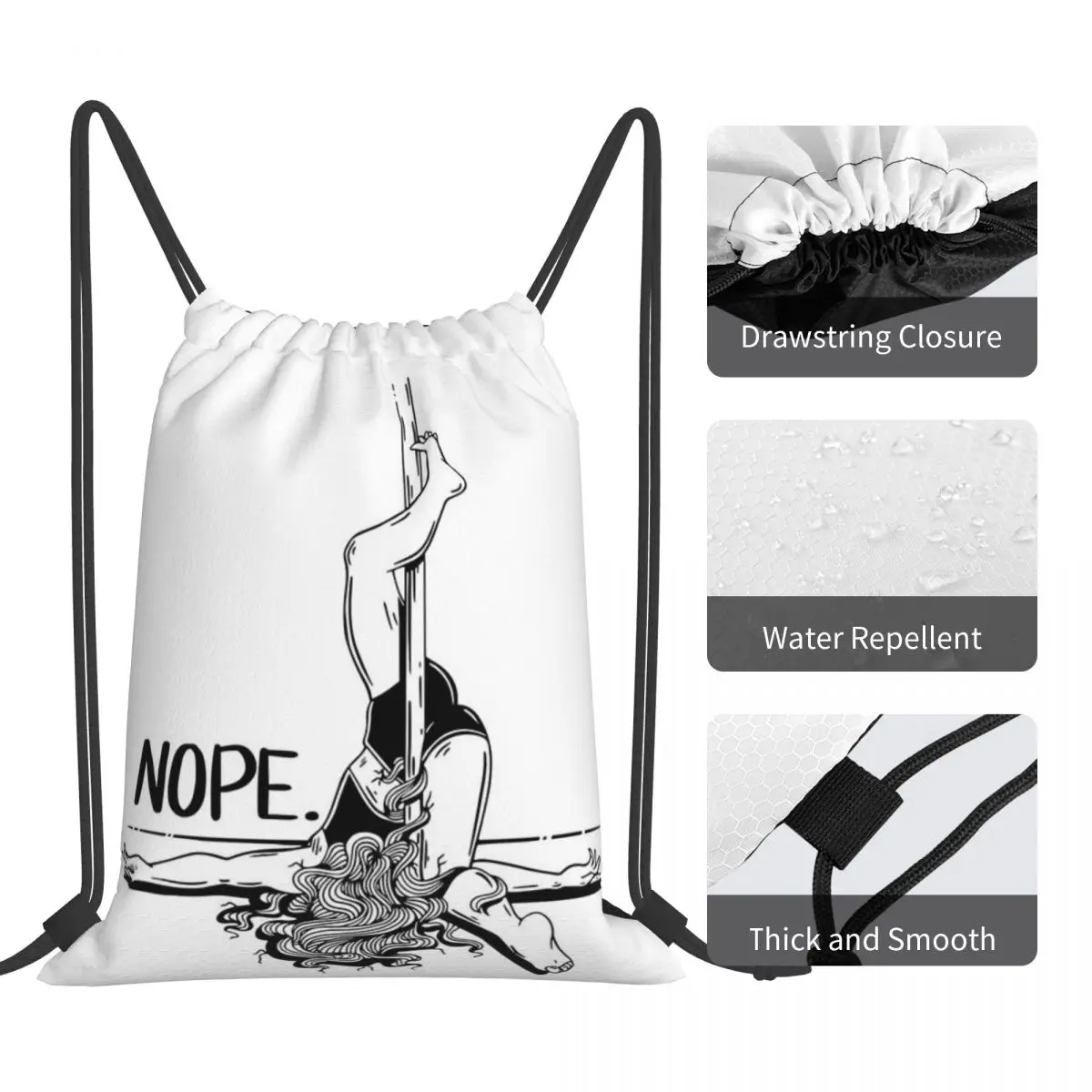 Paaldans Nope-Zwarte Rugzakken Multifunctionele Draagbare Trekkoord Tassen Met Trekkoord Bundel Sporttas Voor Reizen