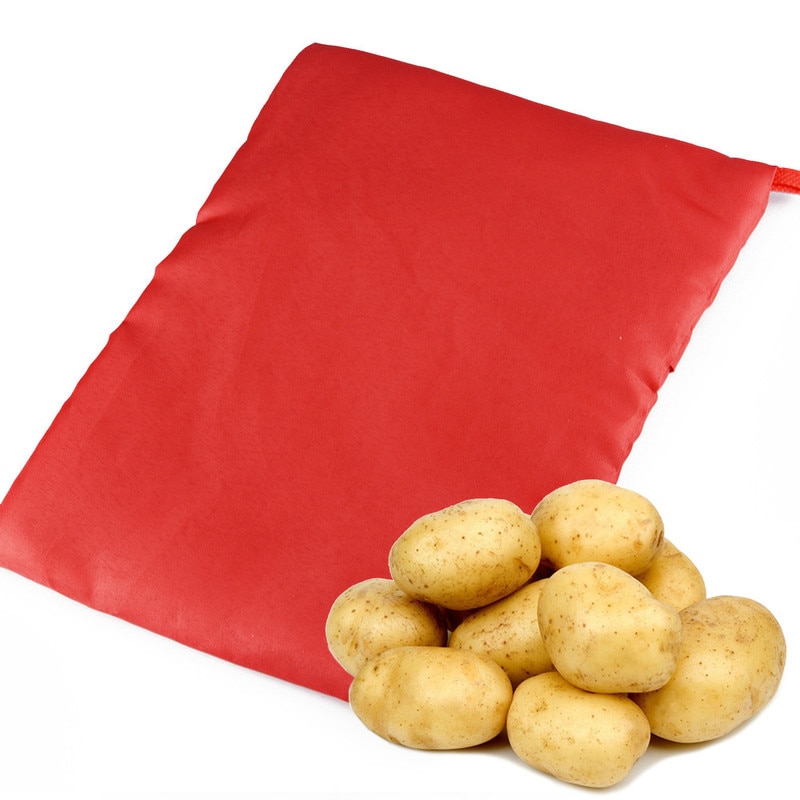 1Pc Rood Wasbare Cooker Bag Gebakken Aardappel Voor Keuken Supply Magnetron Koken Quick Fast Koks 4 Aardappelen In Een Keer