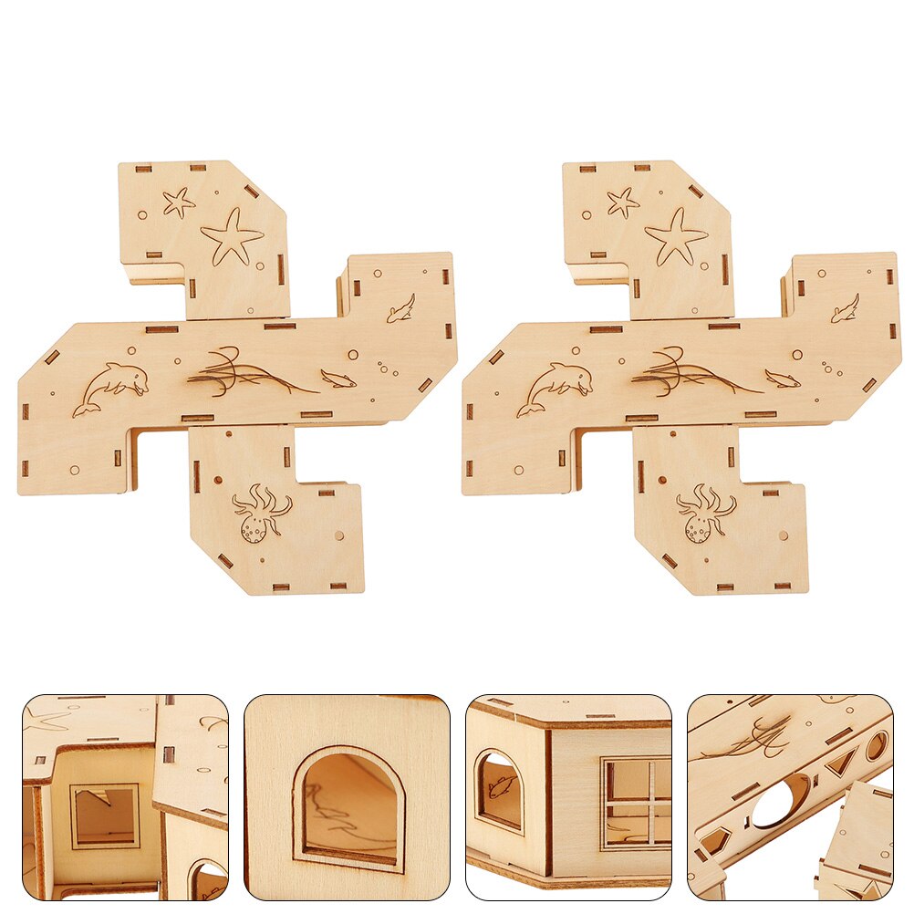 2pcs Toys Hamster Tunnel Maze Hamster Exercising Pet Habitat House Natural Hamster for Home Pet Shop Hamster: Default Title