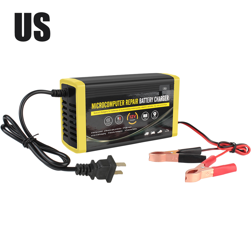 12V 6A Nass Trocken Blei Säure Gel Ladegerät Energie Impuls Reparatur Universal- Schnell Ladung Auto Auto Batterie Ladegerät: Armee Grün