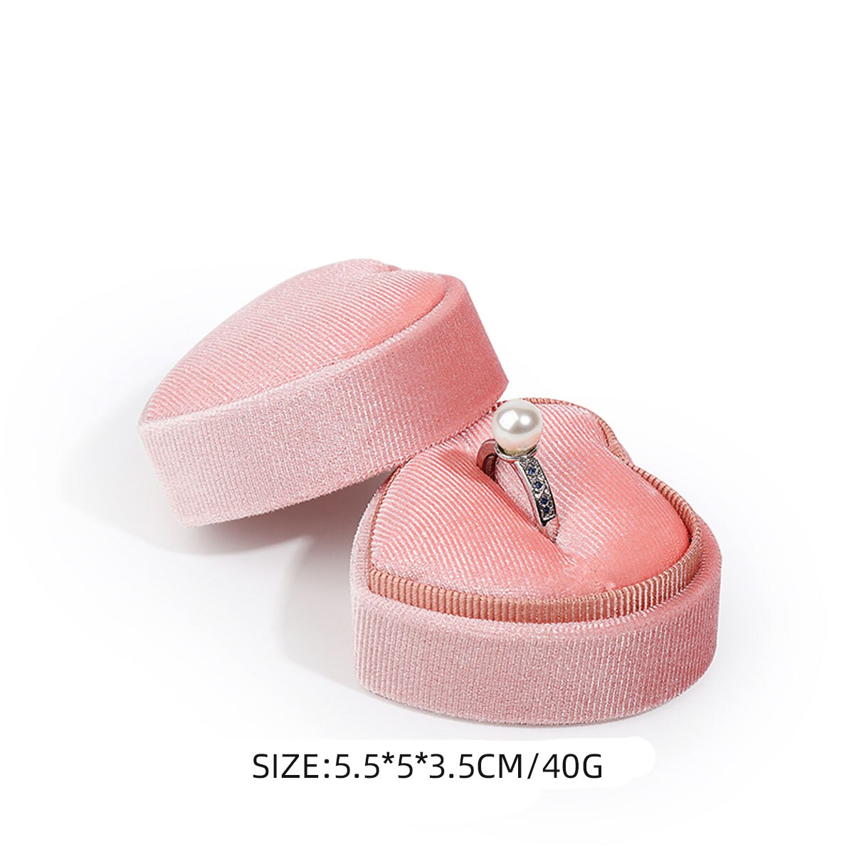 Sieraden Doos Ring Box Strik Sieraden Organizer Box Hartvormige Corduroy Doek Ketting Box Ring Verpakking Box: Pink-03