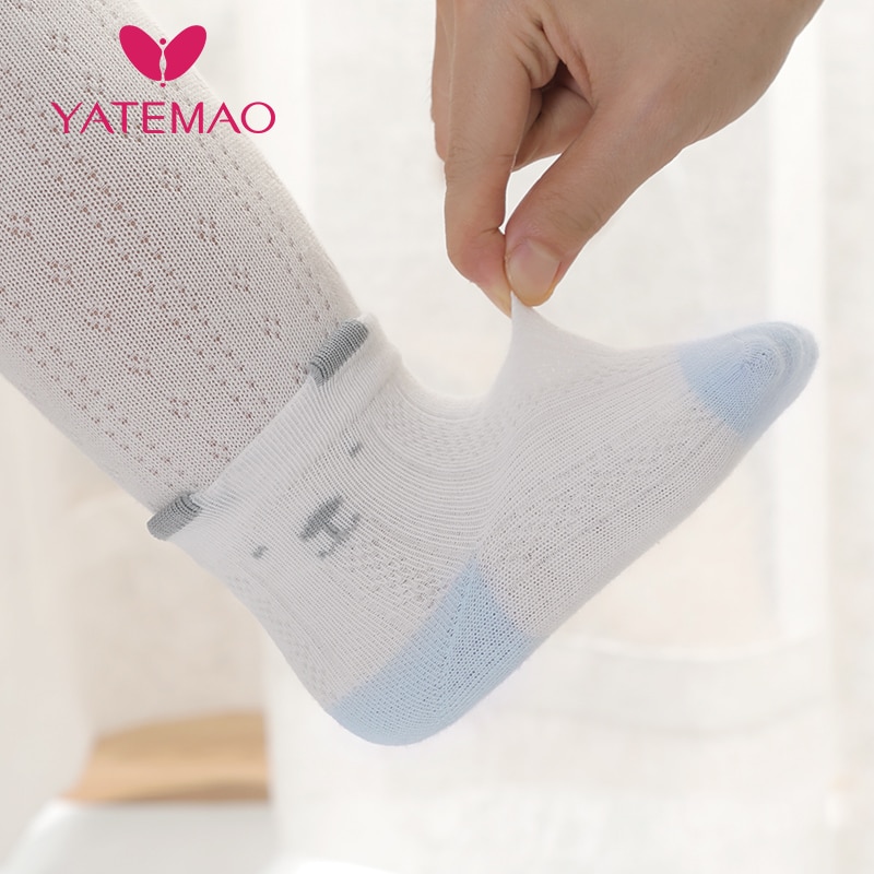 YATEMAO 5 pairs/lot 0-2Y Baby Socks for Girls Cotton Mesh Cute Newborn Boy Toddler Socks Baby Clothes Kids Accessories