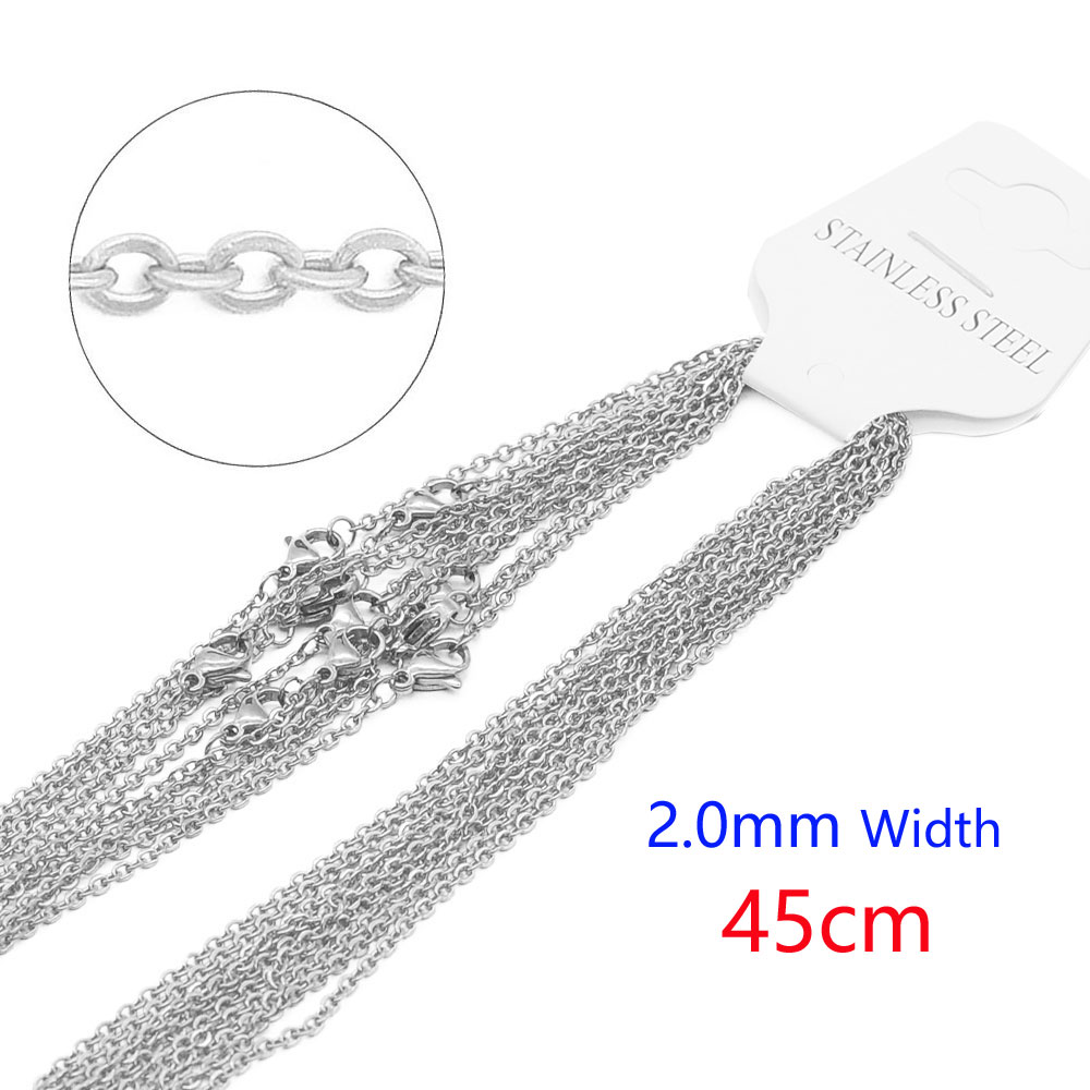 10pcs/Lot 304 Stainless Steel Cable Link Rope Chain Necklace for DIY Jewelry Making Silver Gold Color O Chains Choker Necklaces: Rhodium Plated