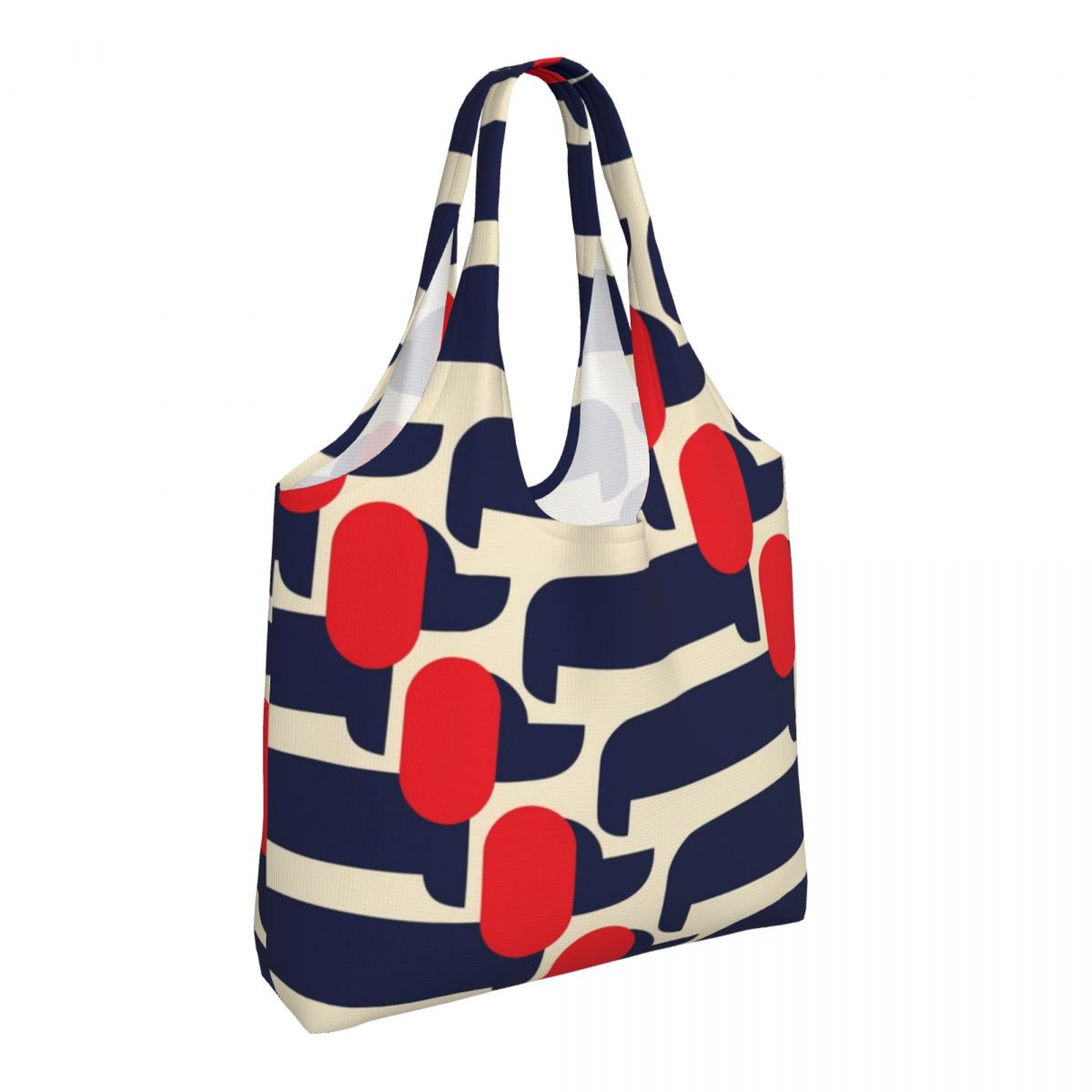 Impressão personalizada cão vermelho mostrar sacolas de compras reutilizáveis orla kiely mantimentos lona shopper bolsa ombro fotografia bolsas