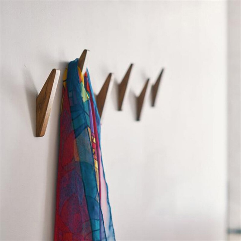Natuurlijke Hout Kleerhanger Muur Gemonteerde Kapstok Decoratieve Sleutelhouder Hoed Sjaal Handtas Opslag Hanger Badkamer Rack