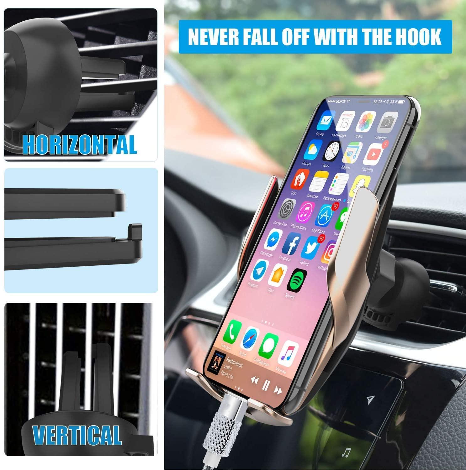 Fdgao 15W Quick Qi Wireless Car Charger Infrarood Automatische Spannen Air Vent Mount Zuignap Auto Telefoon Houder Glas oppervlak