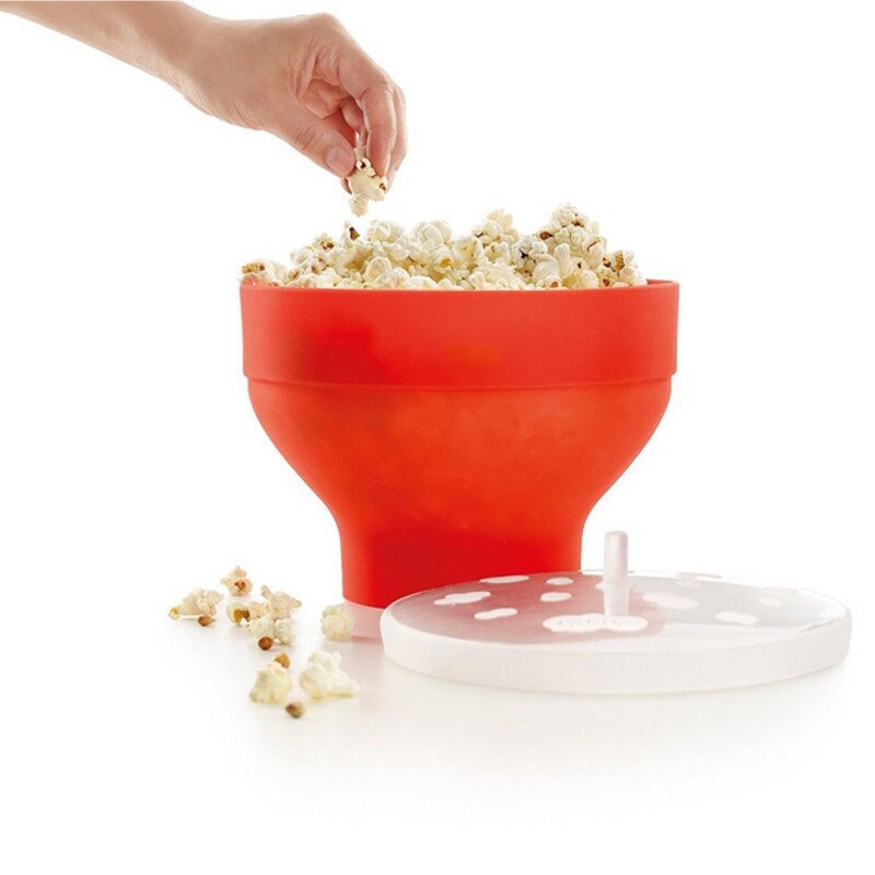 Veilig Popcorn Magnetron Siliconen Rode Vouwen Kom Keuken Easy Tools Diy Popcorn Emmer Kom Maker Met Deksel Servies