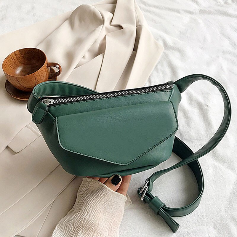 Mode Taille Tassen Voor Vrouwen Pu Lederen Fanny Packs Dames Kleine Crossbody Tassen Vrouwelijke Riem Borst Zakken: Green
