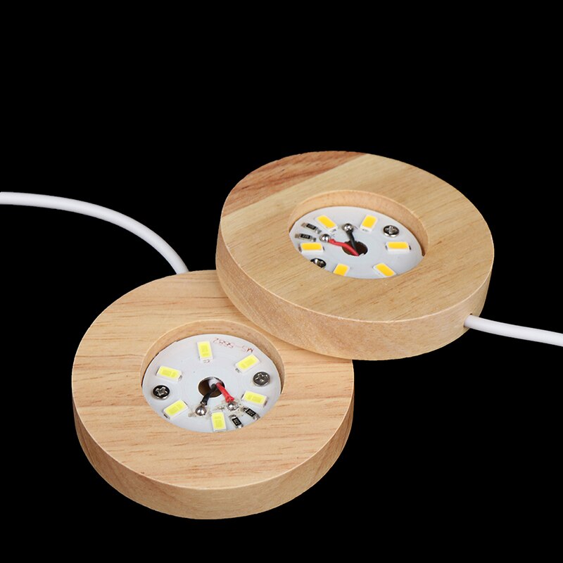 Socle lumineux en bois Rechargeable télécommande en bois lumière LED présentoir rotatif support de lampe pied de lampe Art ornement