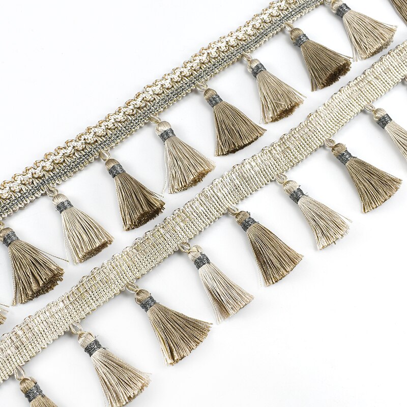 1/2Meters Meetee 85mm Wide Curtain Trim Tassels Lace Fringe Ribbon DIY Handmade Mantle Sofa Hometextile Decortion Accessories: Beige / 1Meter