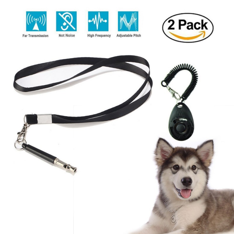 2 Stuks Ultrasone Sound Pet Dog Training Whistle Sleutelhanger Hond Fluitje Met Honden Clickers Stop Barking Huisdier Training Repeller Trein
