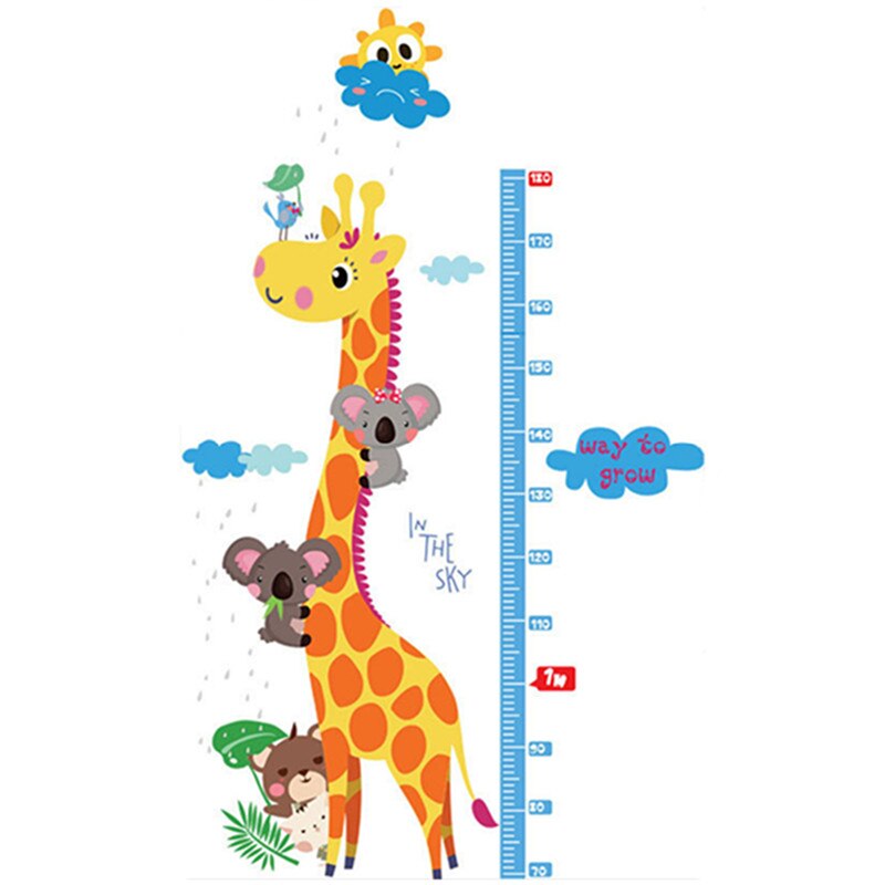 170cm Fire-engine Ladder height stickers cartoon Animal Fireman 3d vinyl wall decals kids room baby growth chart mural 90*60cm