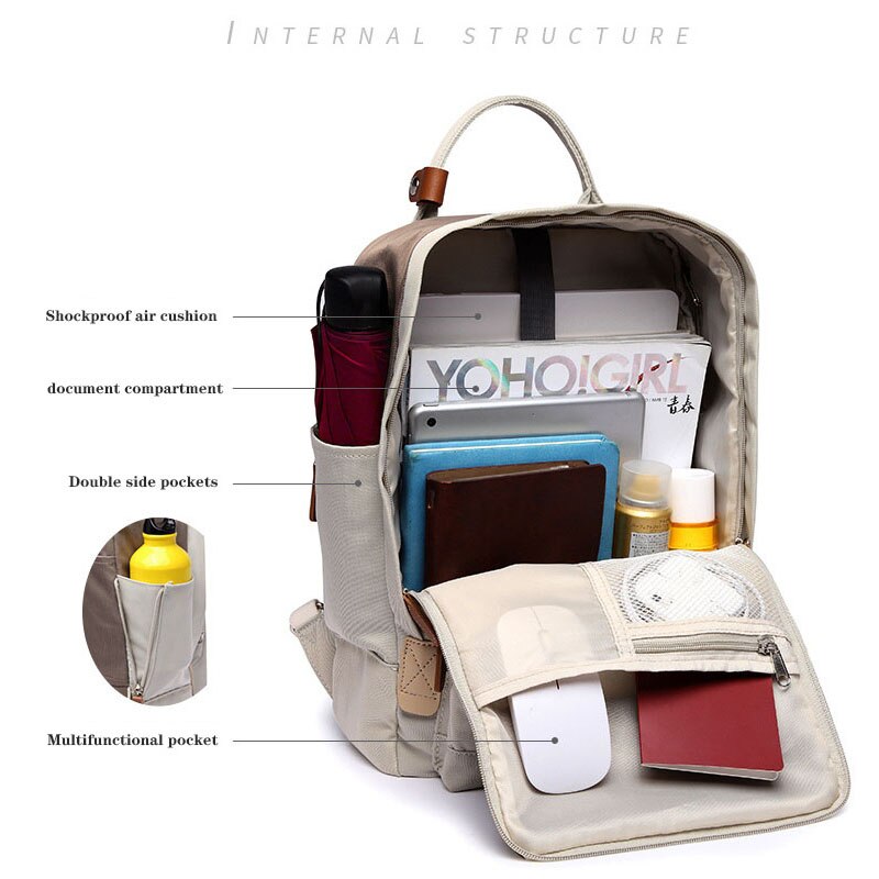 Damenrucksack mit großem fassungsvermögen 14 15 zoll-laptops, schulrucksack, wasserdichter rucksack, rucksack, mochilas