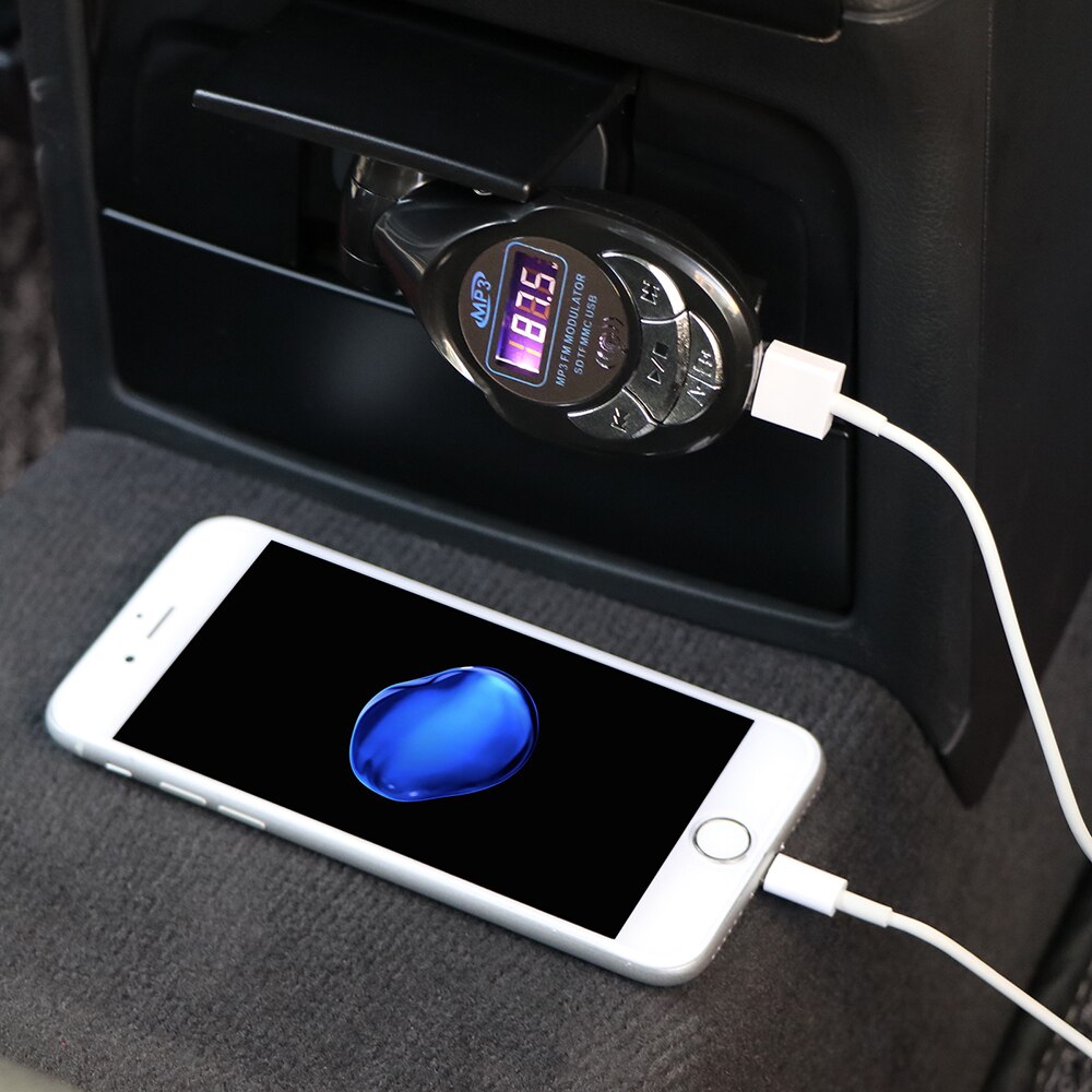 TiOODRE transmisor FM LCD inalámbrico transmisor FM Kit de coche MP3/WMA reproductor compatible con ranura USB SD MMC incorporada un puerto USB